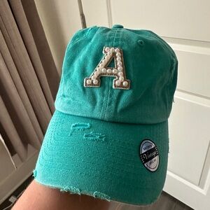 Vintage  Turquoise Hat with Pearl 'A'